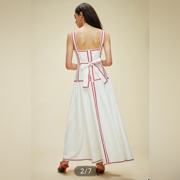 Commense White A-Line Skirt with Red Trim - Picture 2 of 7